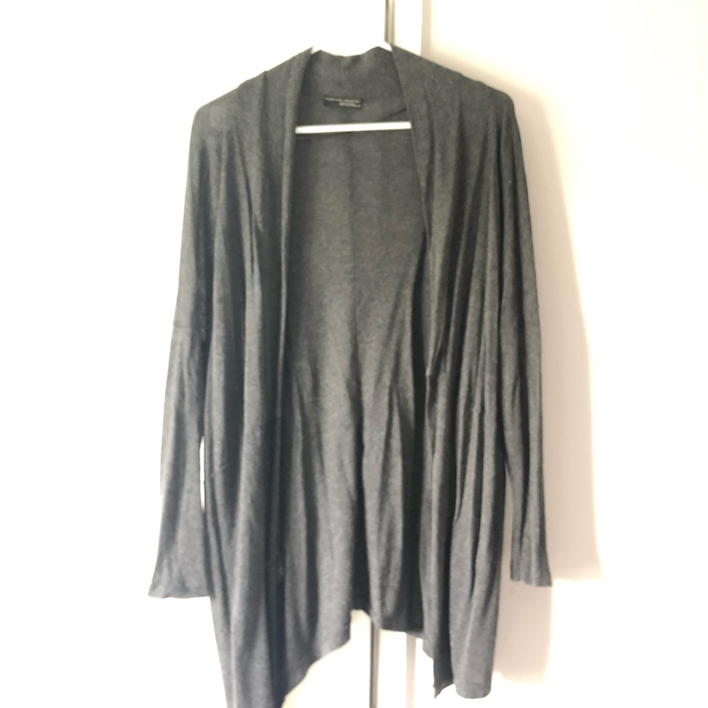 Zara Asymmetric thin cardigan sweater in dark gray